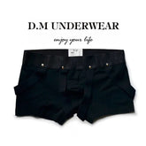 D.M Low Waist Sexy Boxers Black and White Rings D.M UNDERWEAR